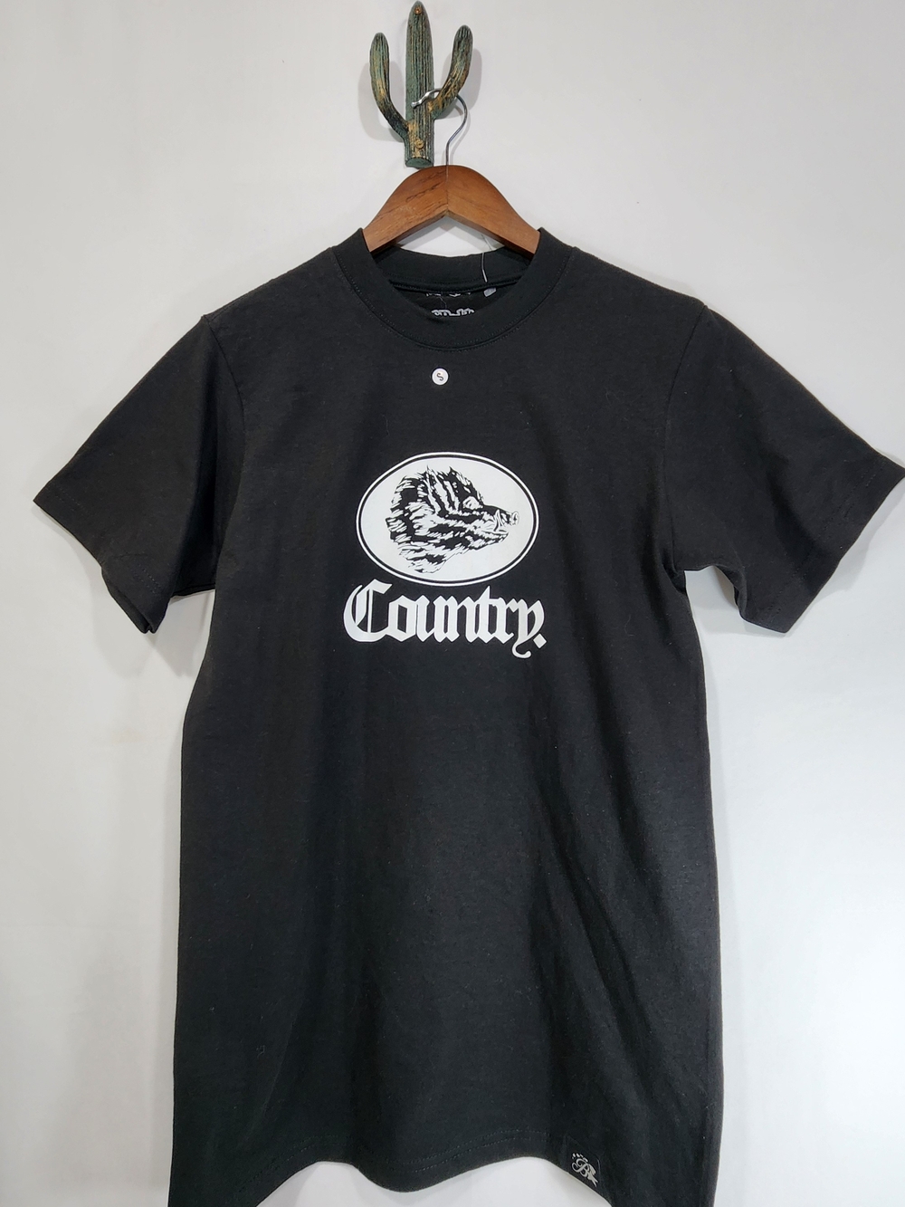 bebe Black Graphic 'Country' Short Sleeve Tee